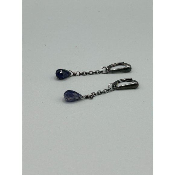 Sterling Silver Chain Dangles Earrings Sterling Silver Semi Precious Stone Drops - Picture 6 of 8